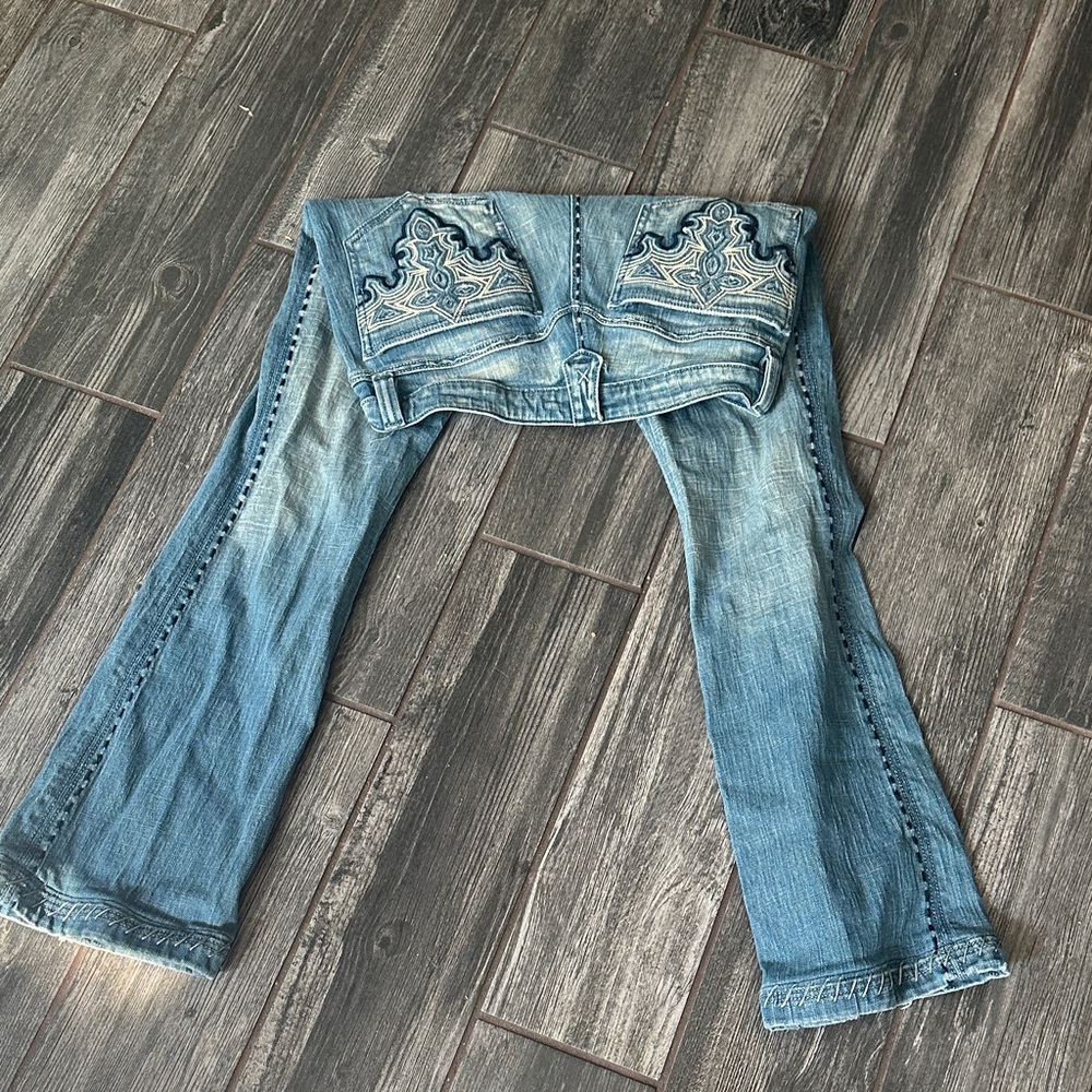 Antik denim 30 Light Blue Embroidered Back-Pocket Women's Jeans baby boot Hilton